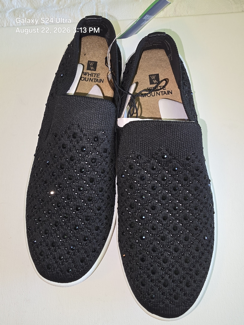 White Mountain Women’s Black Slip-On Knit Sneakers